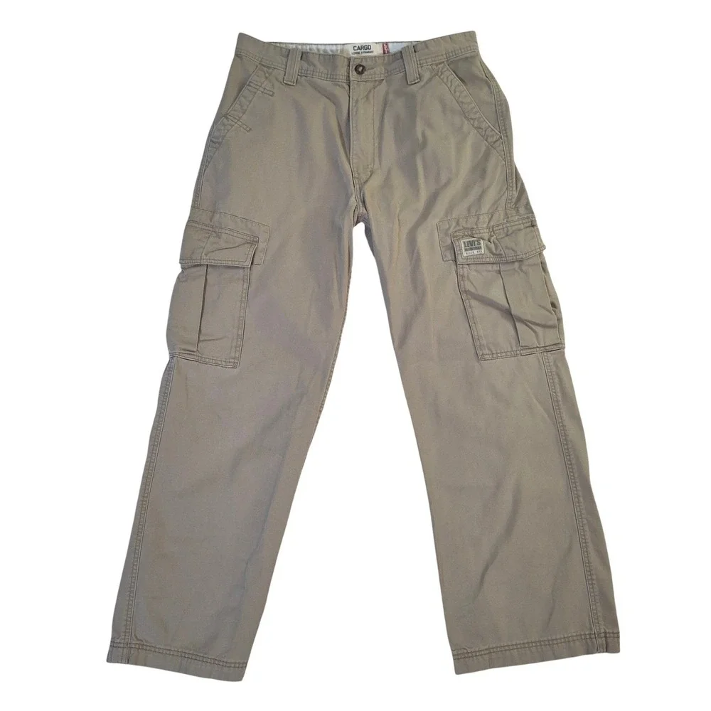 Levis Loose Straight Cargo Pants Men's 32x30* Khaki Tan Cotton Utility Y2K